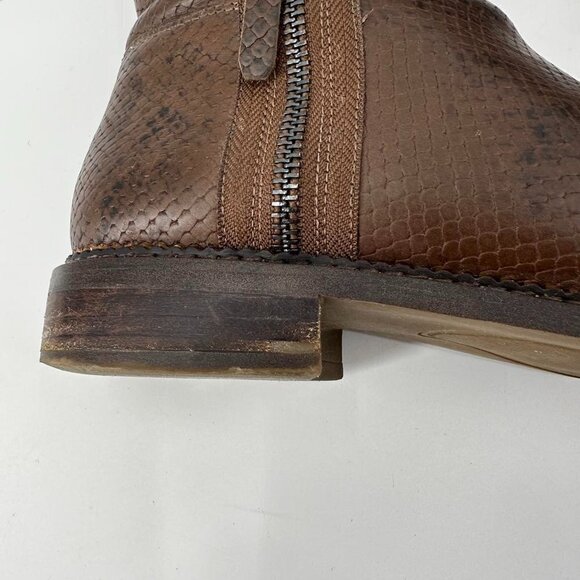 Franco Sarto Boots Halford Faux Leather Embossed Snake Brown Zip Size 8.5 - Picture 7 of 9